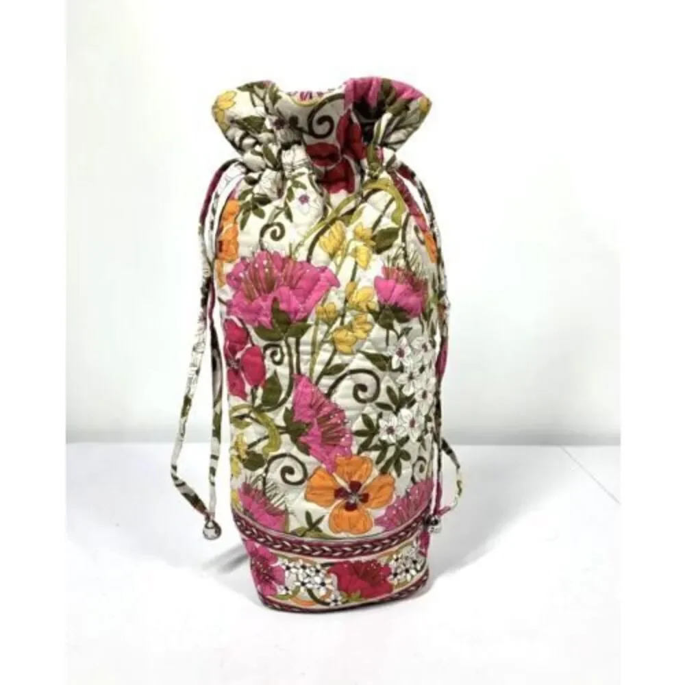 Vera Bradley Tea Garden Cheers To You Wine Bottle Drawstring Gift Bag RETIRED